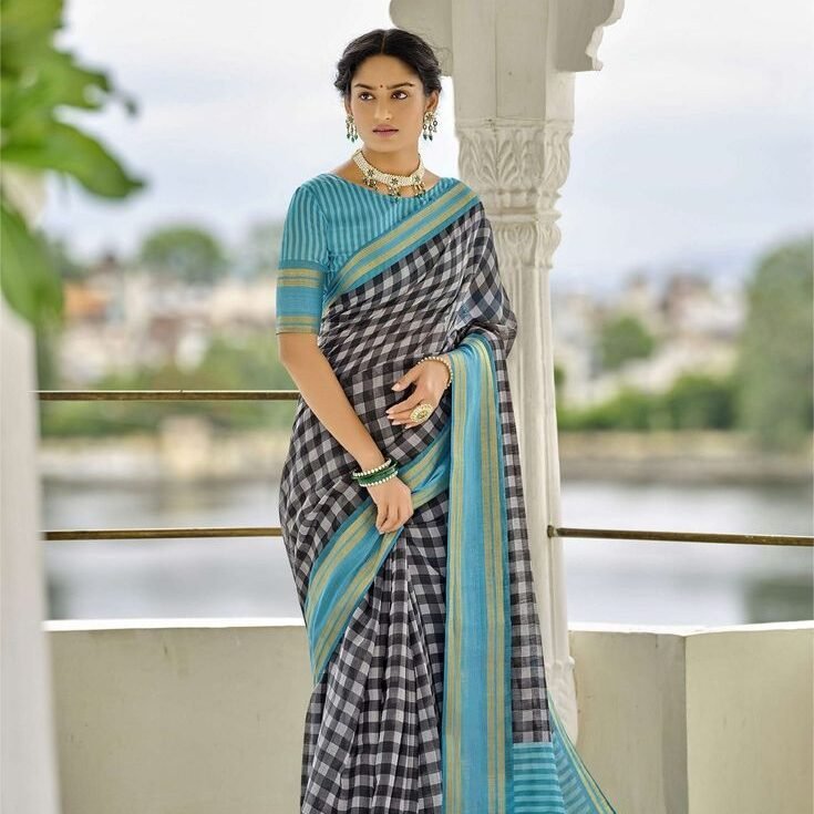 Mangalagiri cotton Missing check sarees